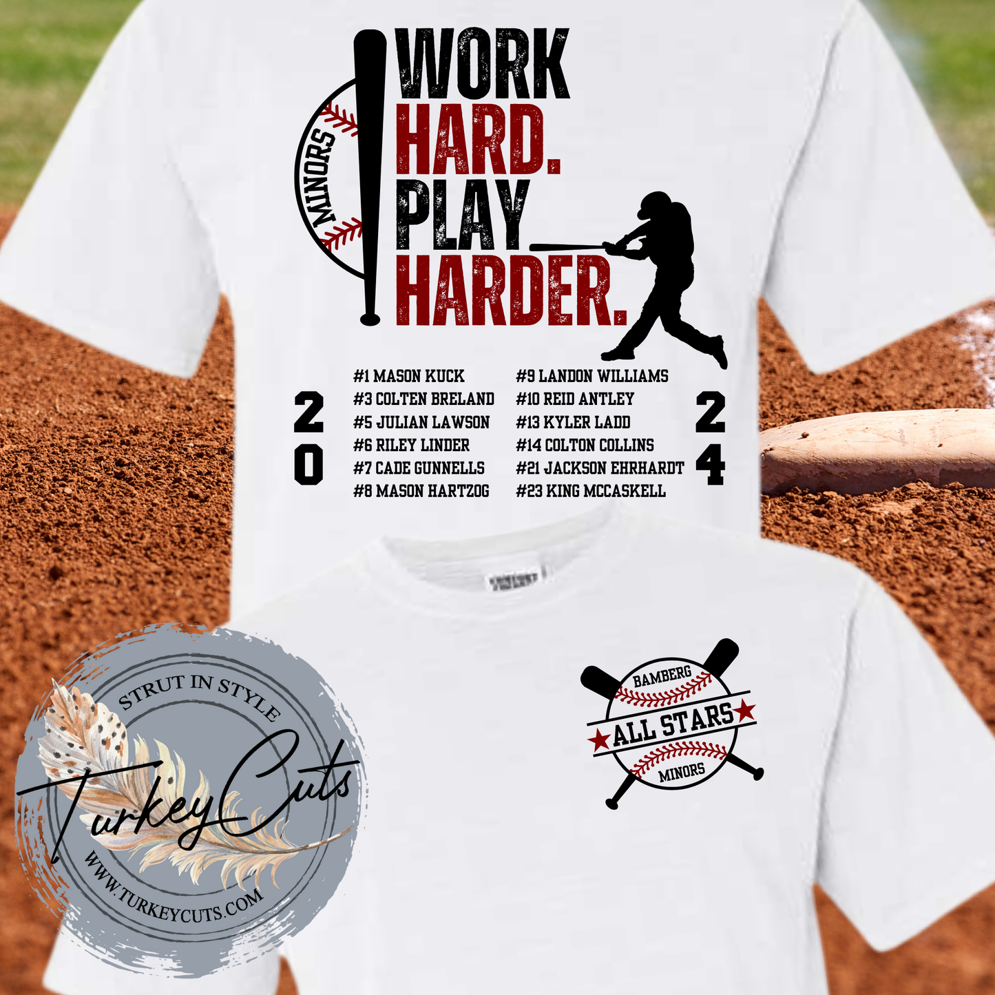 Work Hard Play Harder MINORS All Stars JERZEES Tee