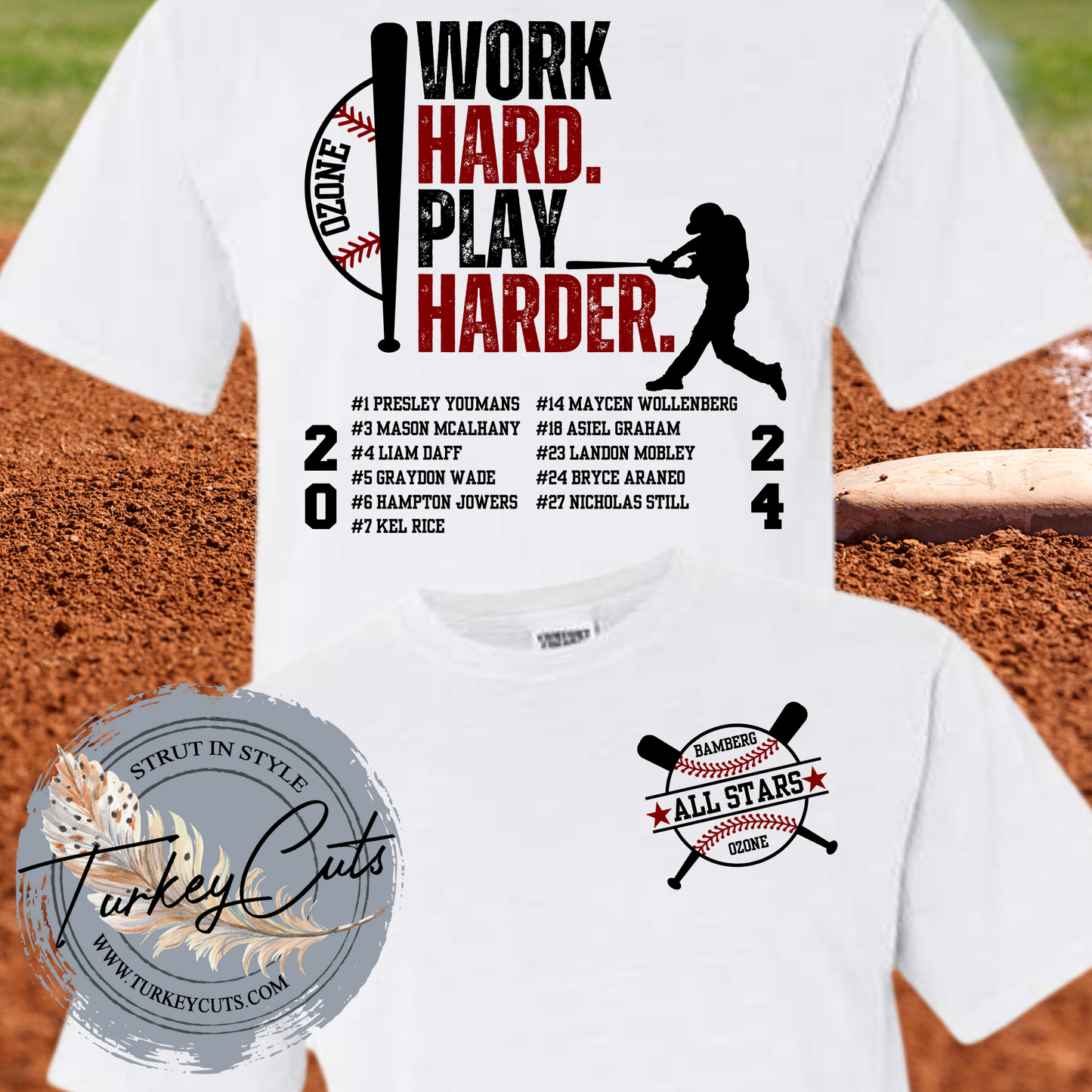 Work Hard Play Harder OZONE All Stars JERZEES Tee