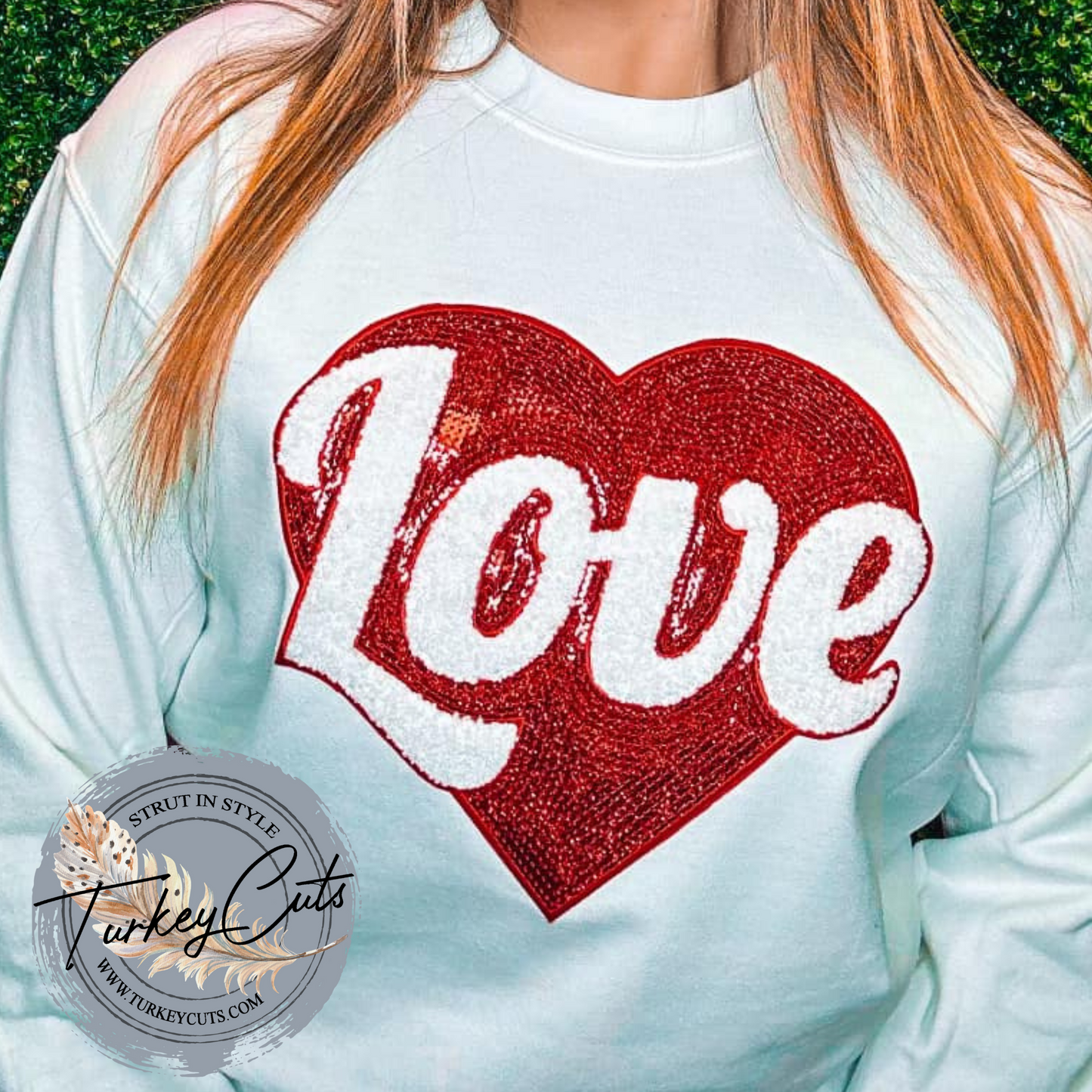 LOVE (Red) Sequin / Chenille Valentine