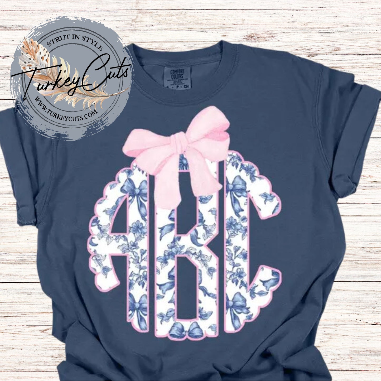 Blue Chinoiserie Monogram Comfort Tee