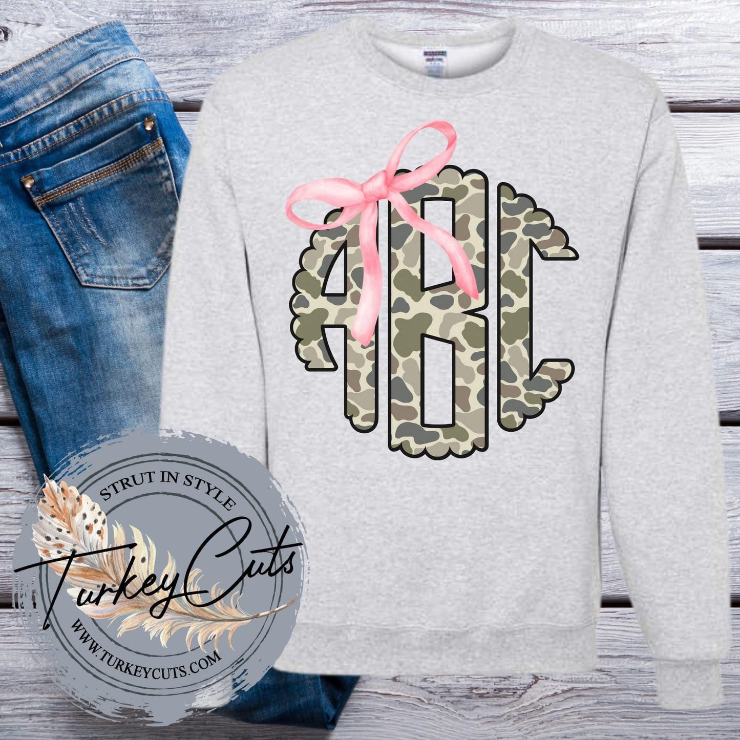 Camo Bow Monogram Sweat