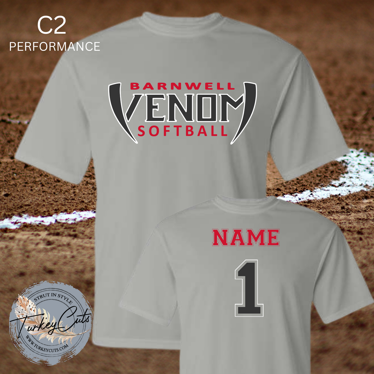 Barnwell Venom Softball C2 Performance SS Tee (w/ Name & Number on Back)
