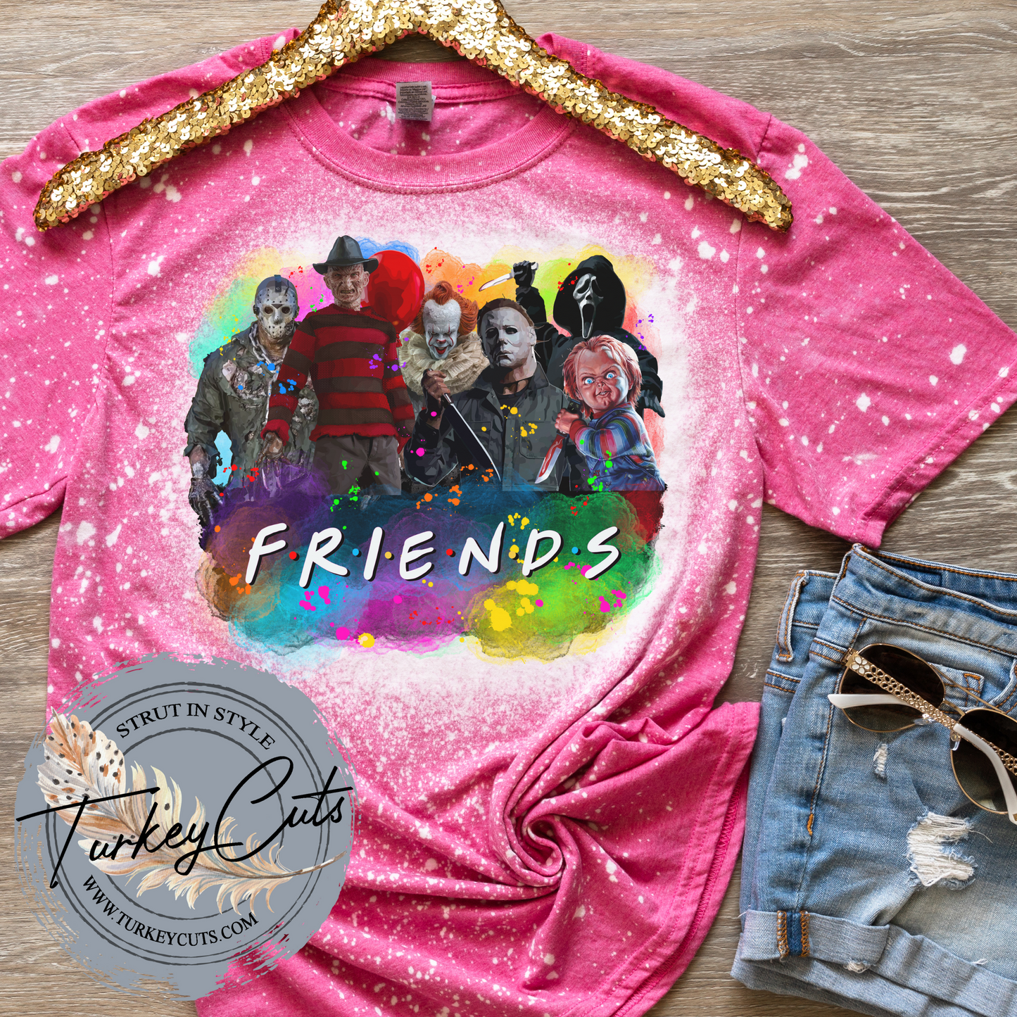Halloween Friends Bleached Tee