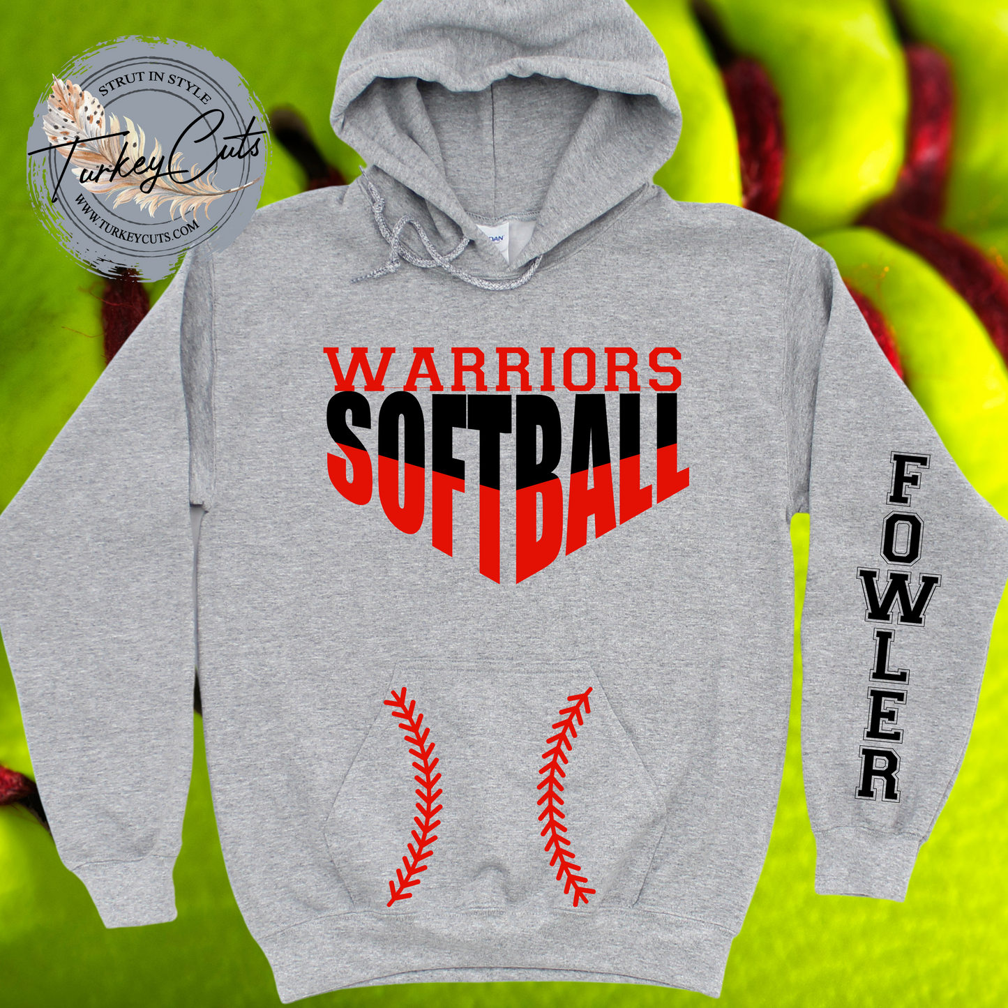 Warriors Softball Hoodie (Name Included On Sleeve)