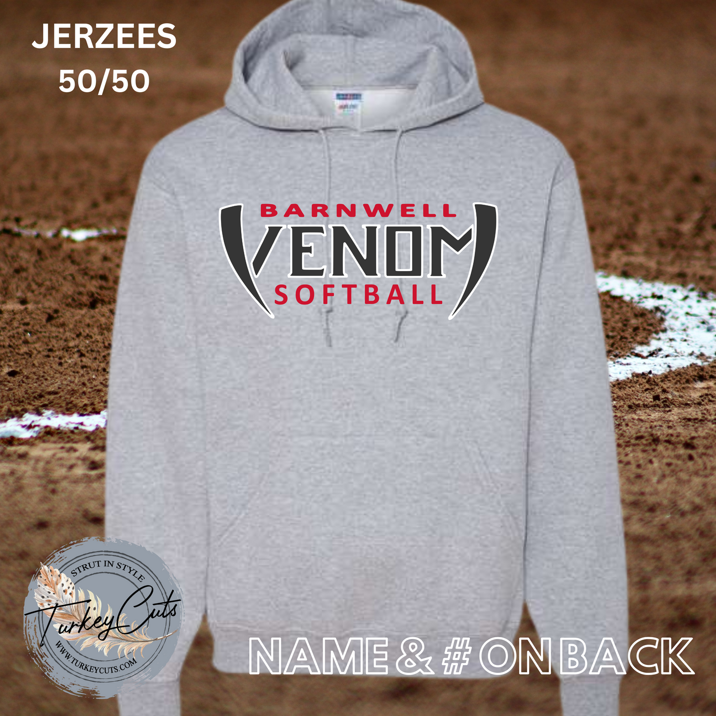 Barnwell Venom Softball Jerzees 50/50 Hoodie (w/ Name & Number on Back)
