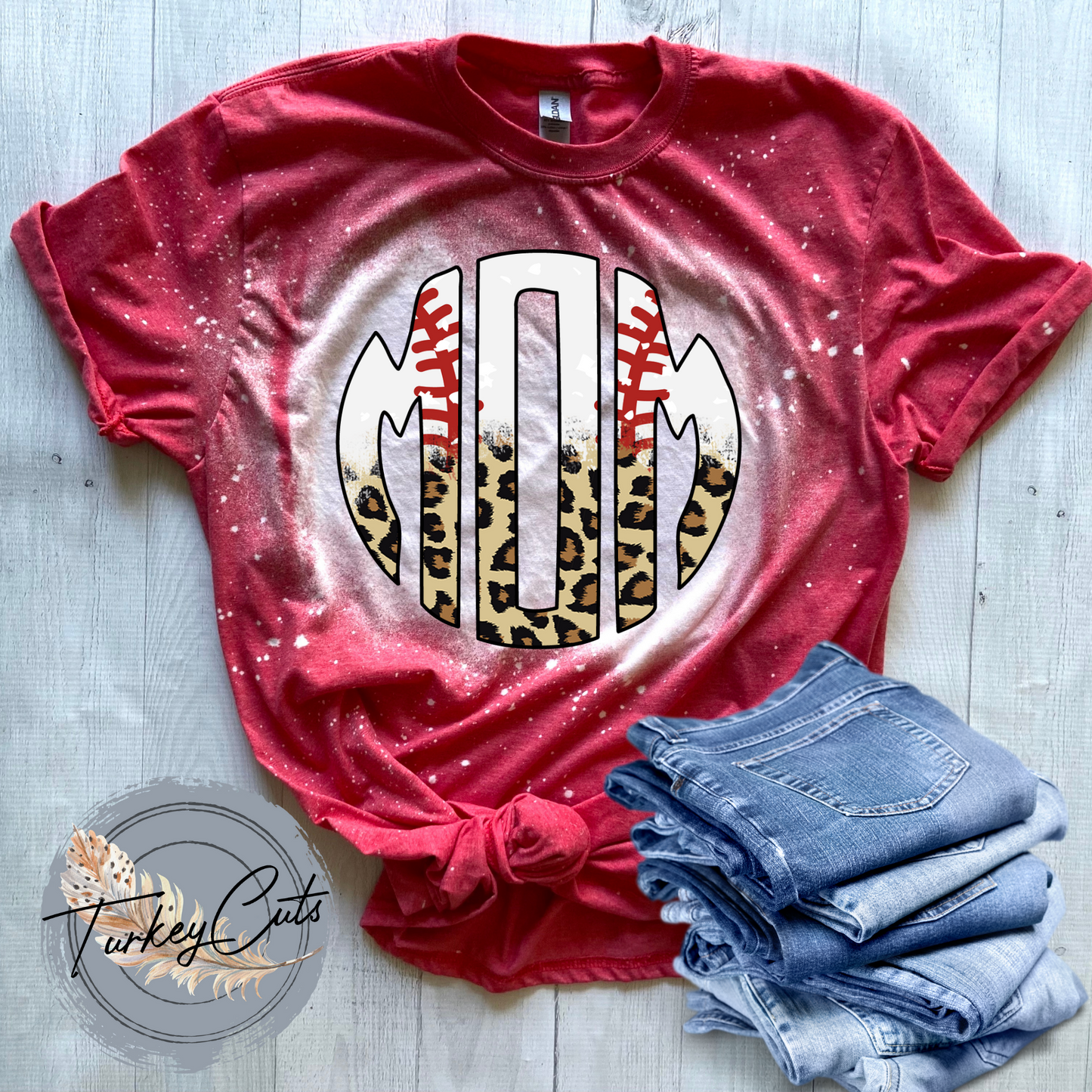Baseball/Softball Cheetah Monogram Adult Tee