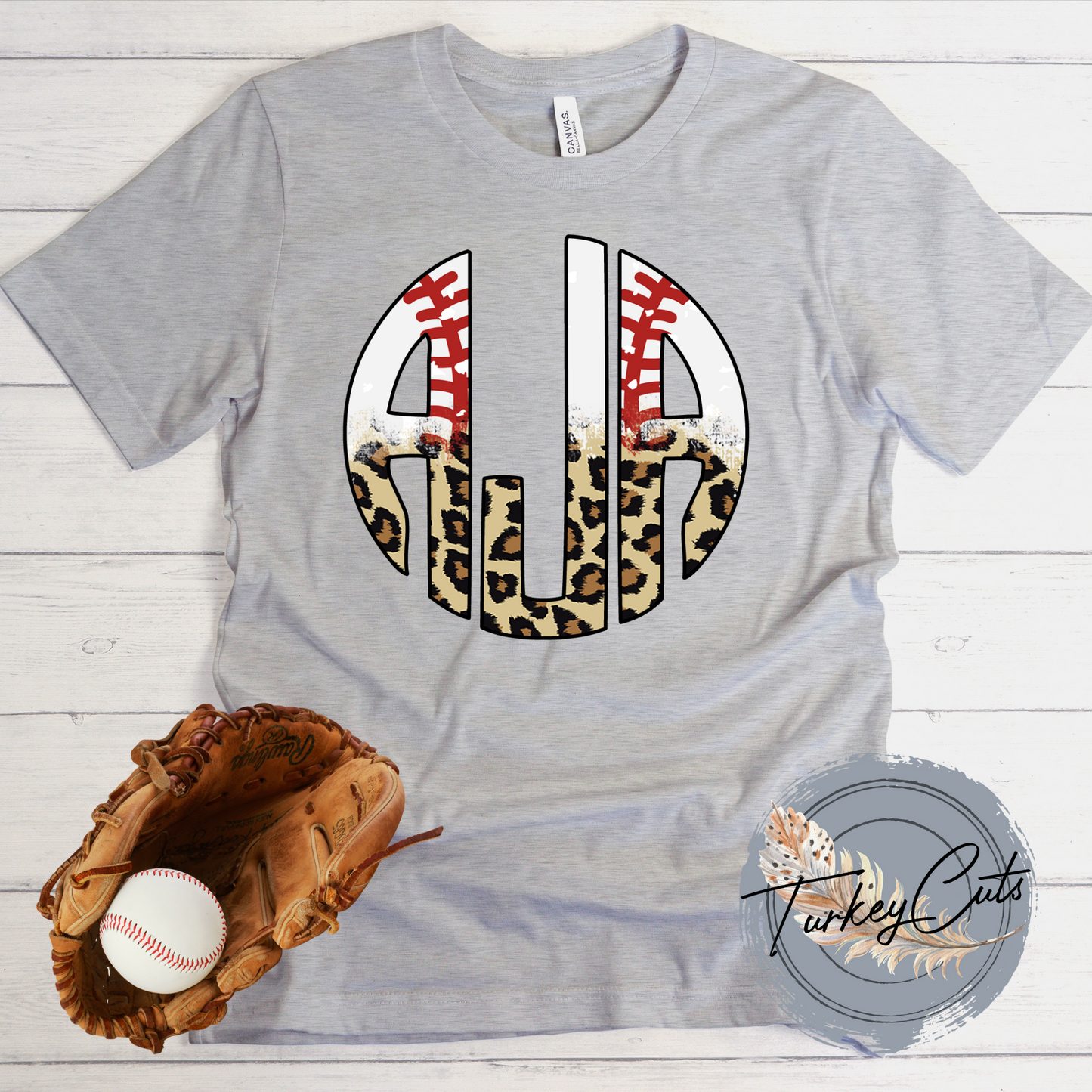 Baseball/Softball Cheetah Monogram Youth Tee