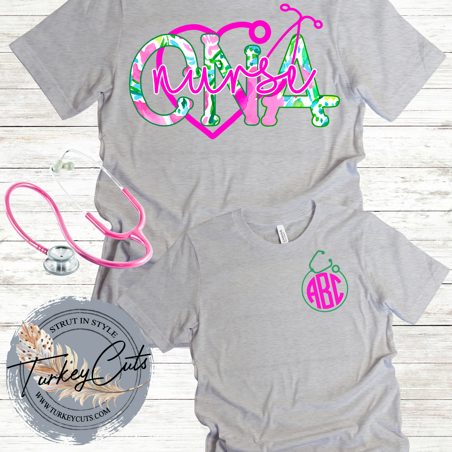 CNA Floral Monogrammed Tee!