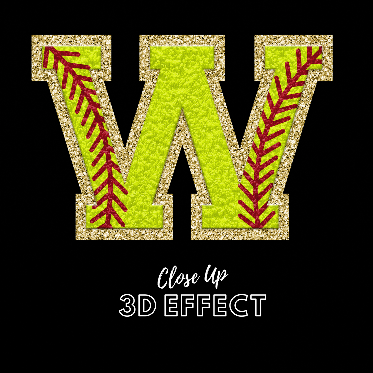 Softball Chenille (3D Effect) Alphabet Sweatshirt