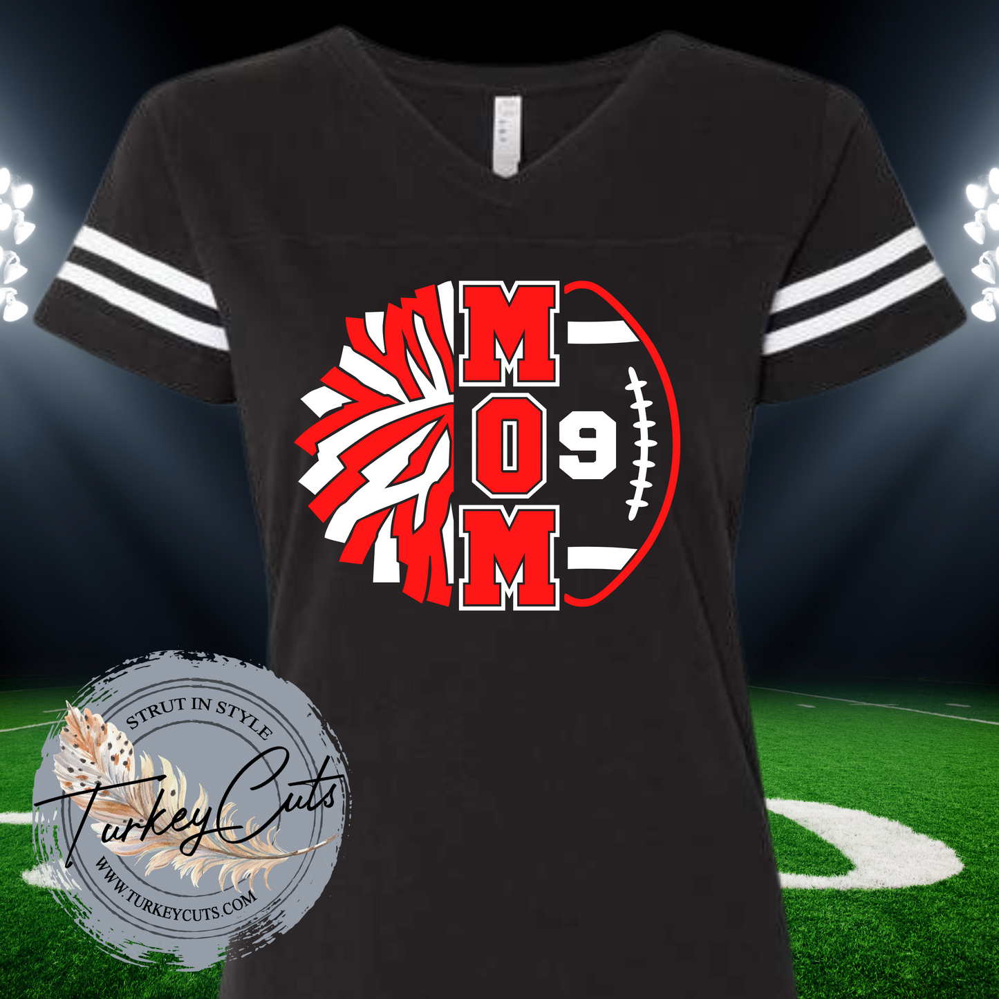 Cheer/Football Mom Football Jersey (Red & White)