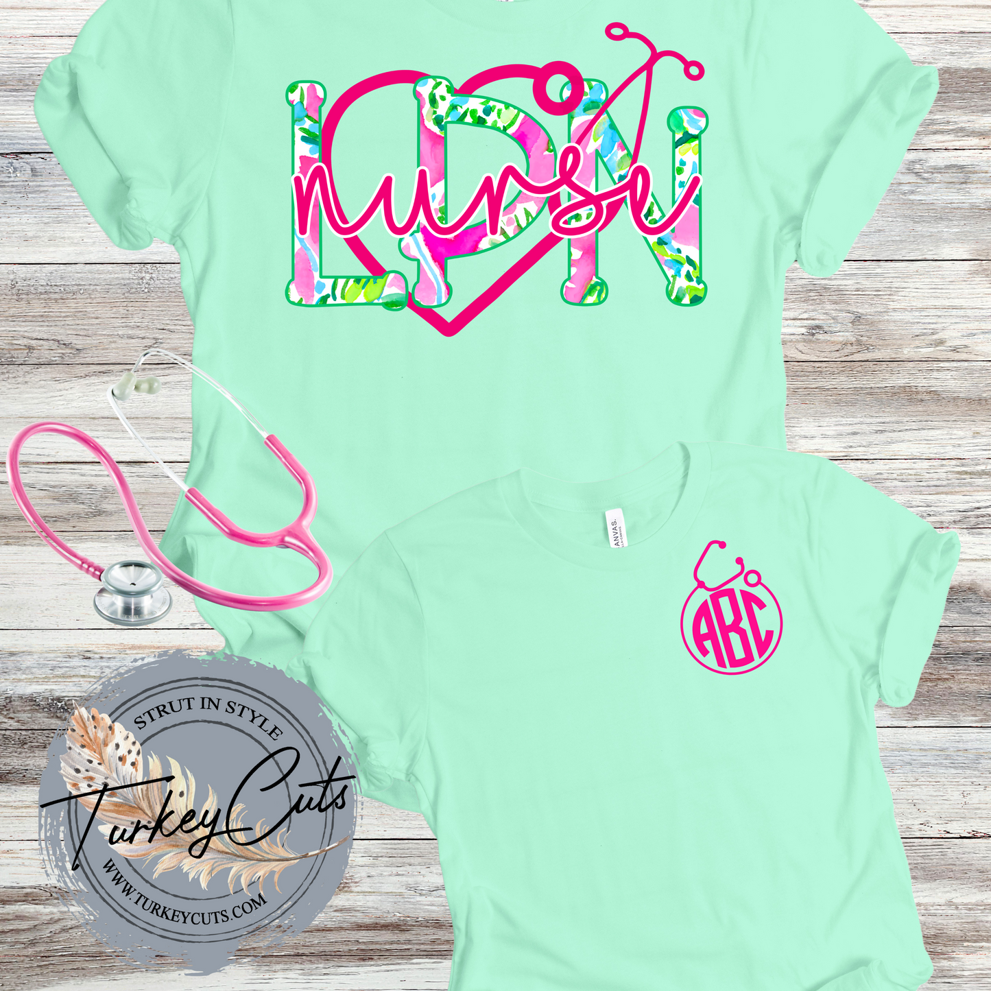 LPN Floral Monogrammed Tee!