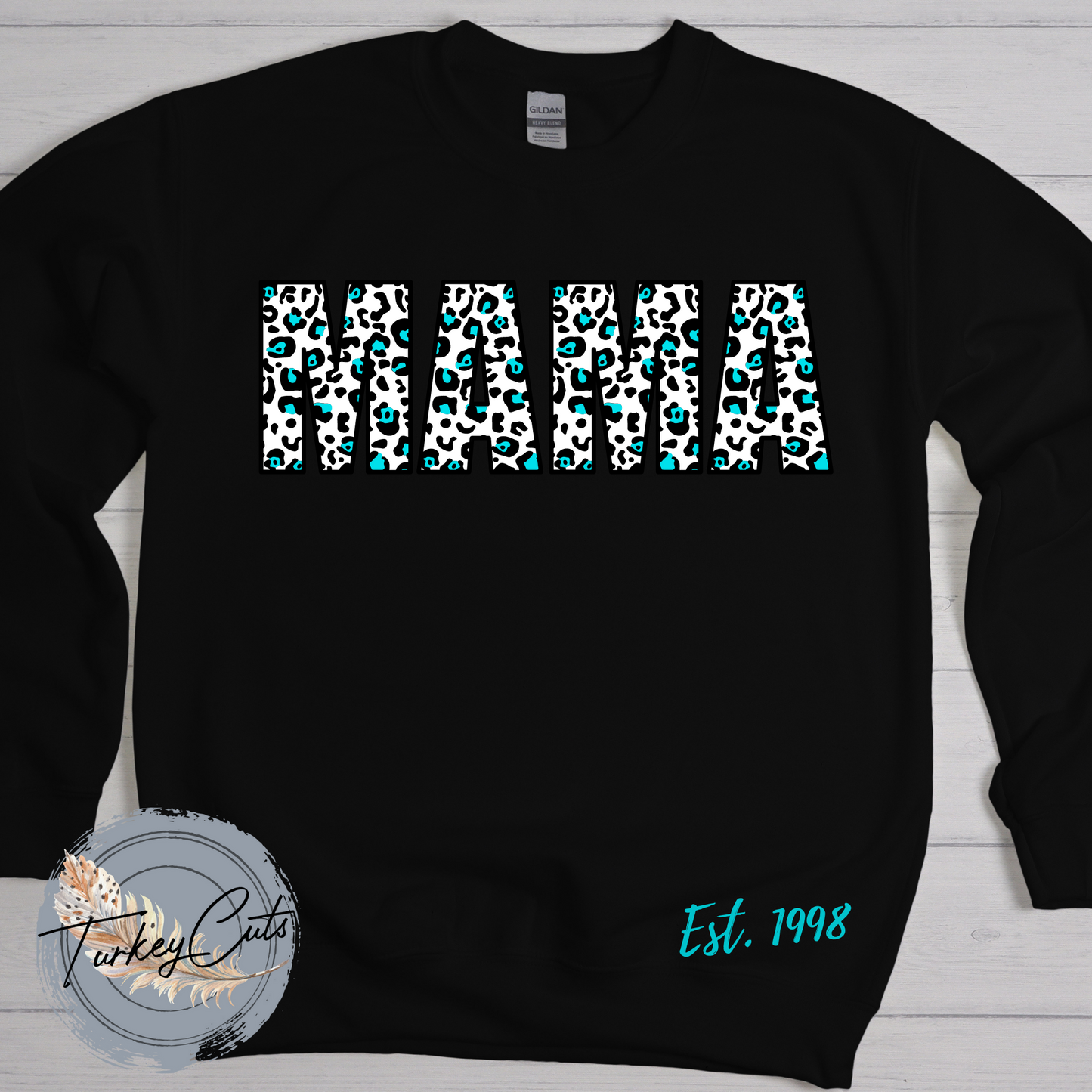Leopard MAMA Sweatshirt (personalized w/ Established Date)