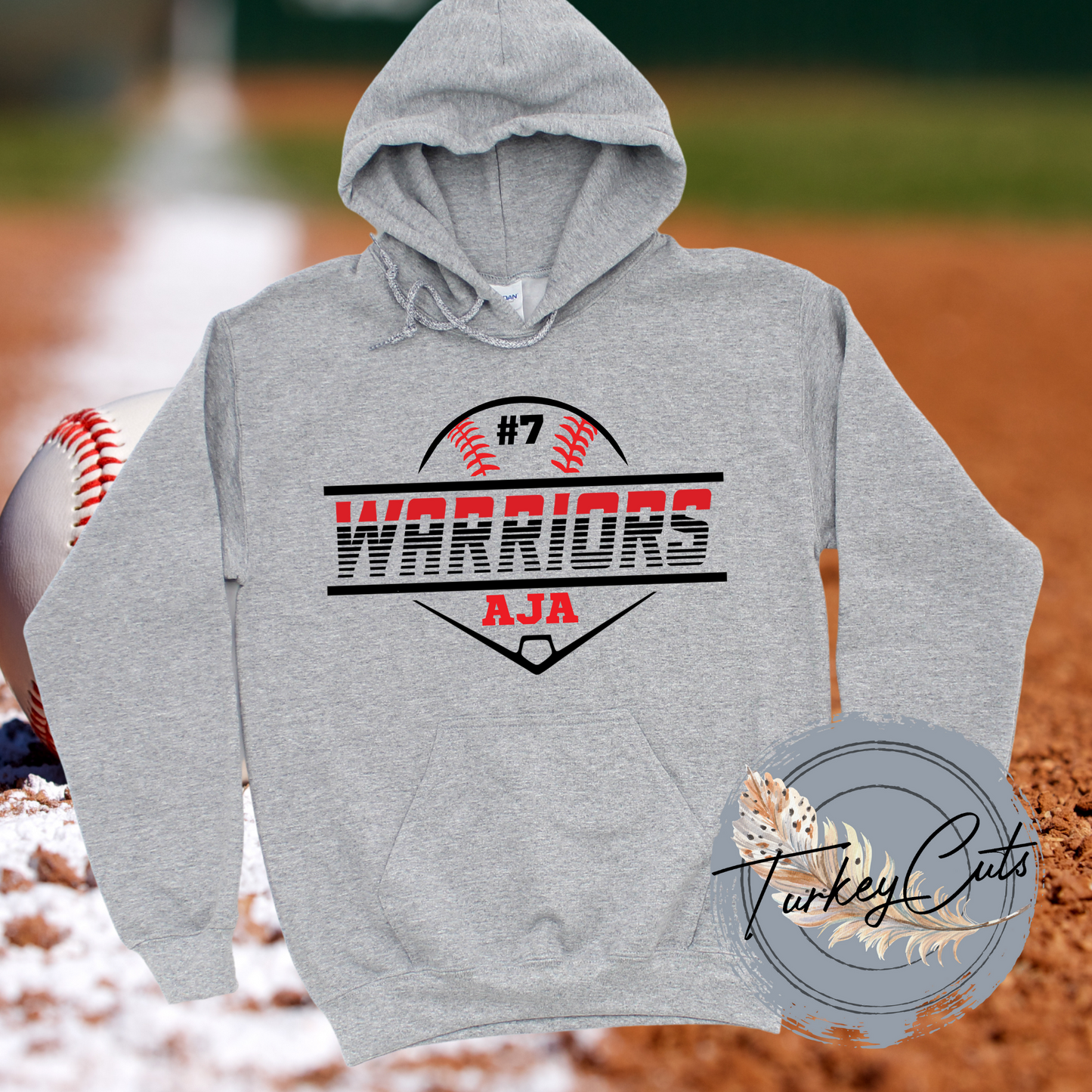 Warriors Baseball Hoodie (personalized with Jersey Number) - Youth