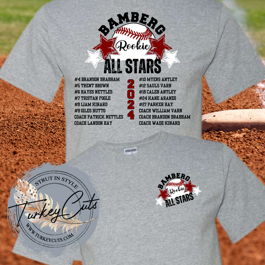 Bamberg Baseball ROOKIE All Stars JERZEES TEE