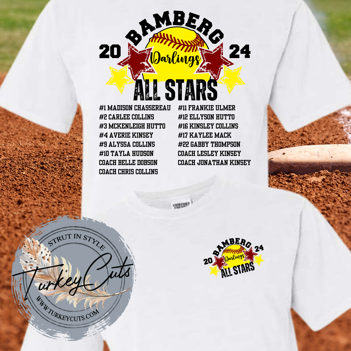 Bamberg Softball DARLINGS All Stars Comfort Color Tee