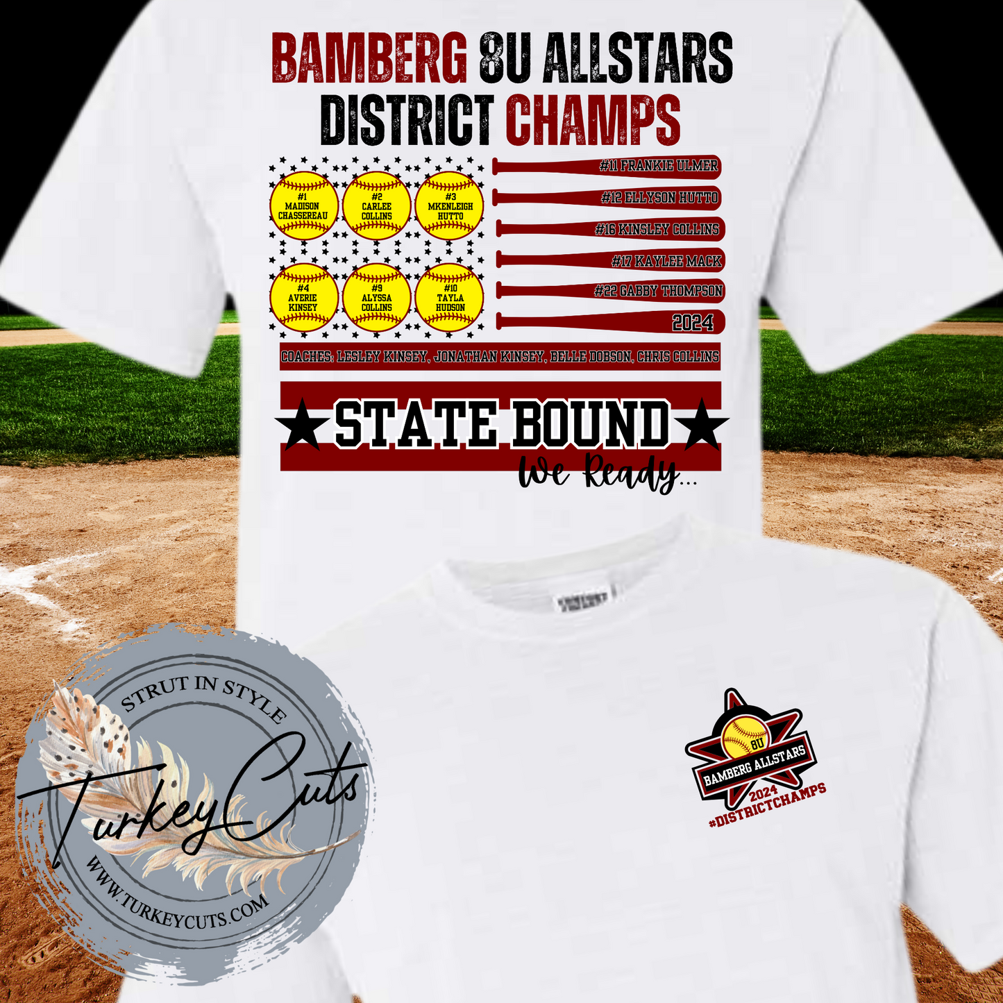 Bamberg Softball 8U All Stars State Bound COMFORT COLOR TEE