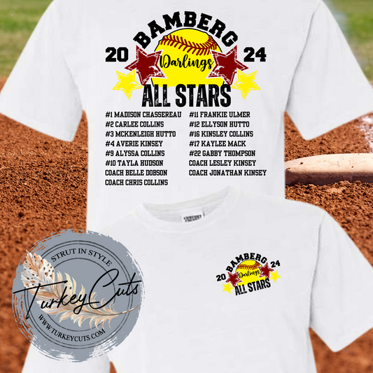 Bamberg Softball DARLINGS All Stars Comfort Color Tee