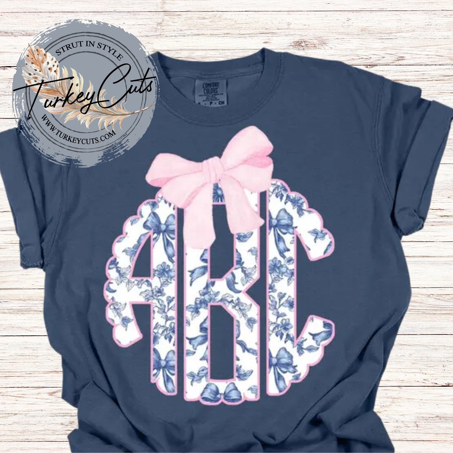 Blue Chinoiserie Monogram Comfort Tee