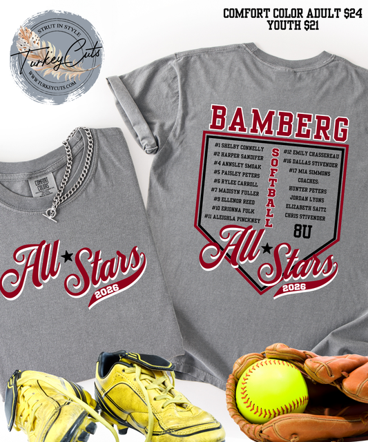 8U BAMBERG SOFTBALL ALL STAR ROSTER TEE
