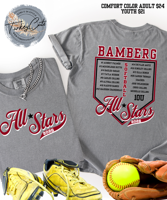 10U BAMBERG SOFTBALL ALL STAR ROSTER TEE (Copy)