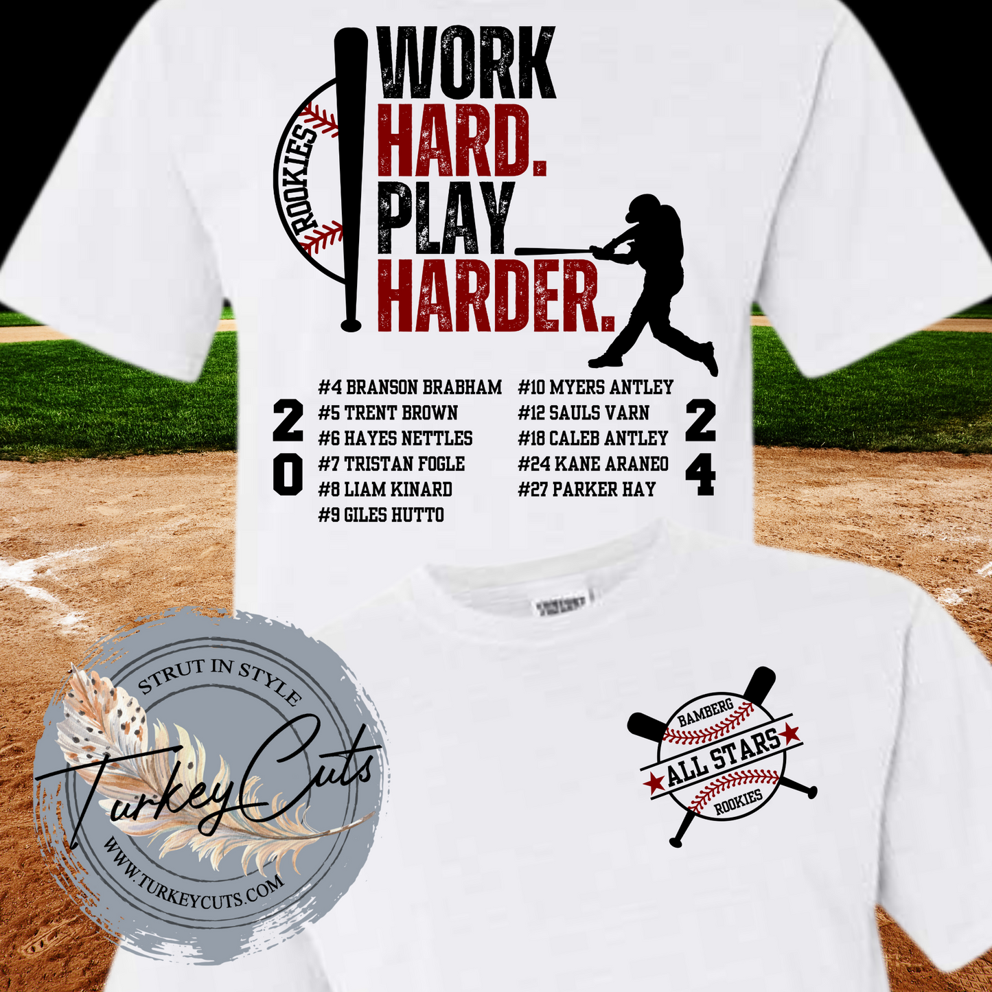 Work Hard Play Harder ROOKIES All Stars COMFORT COLOR Tee