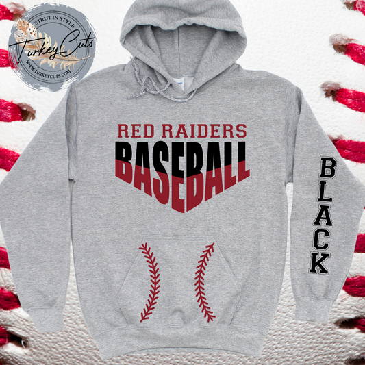 Red Raiders Baseball Hoodie (Name Included On Sleeve)