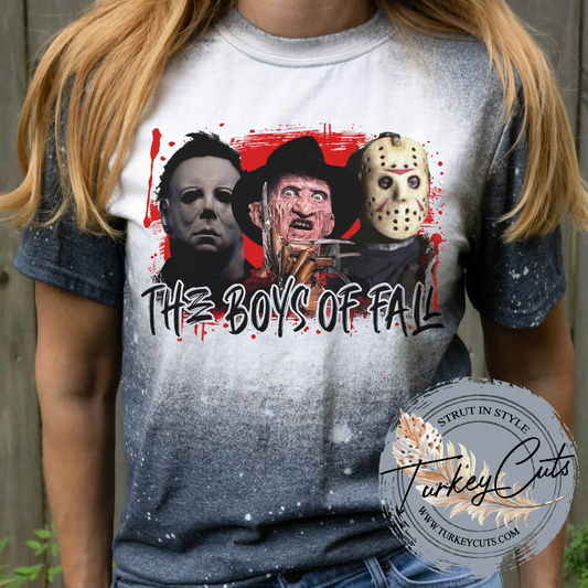 Halloween Boys Of Fall Bleached Tee