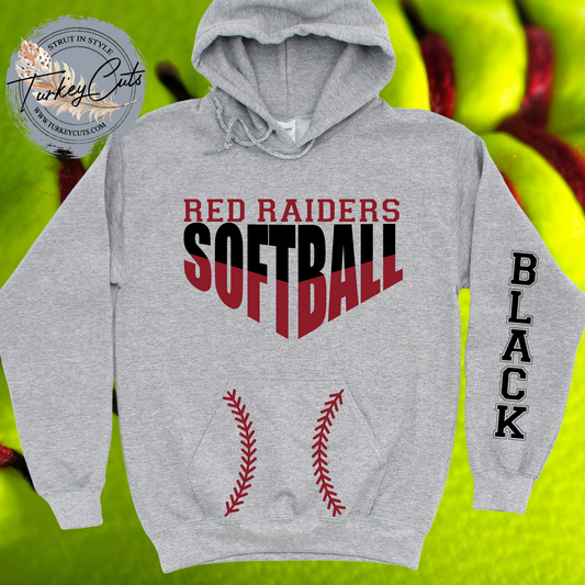 Red Raiders Softball Hoodie (Name Included On Sleeve)
