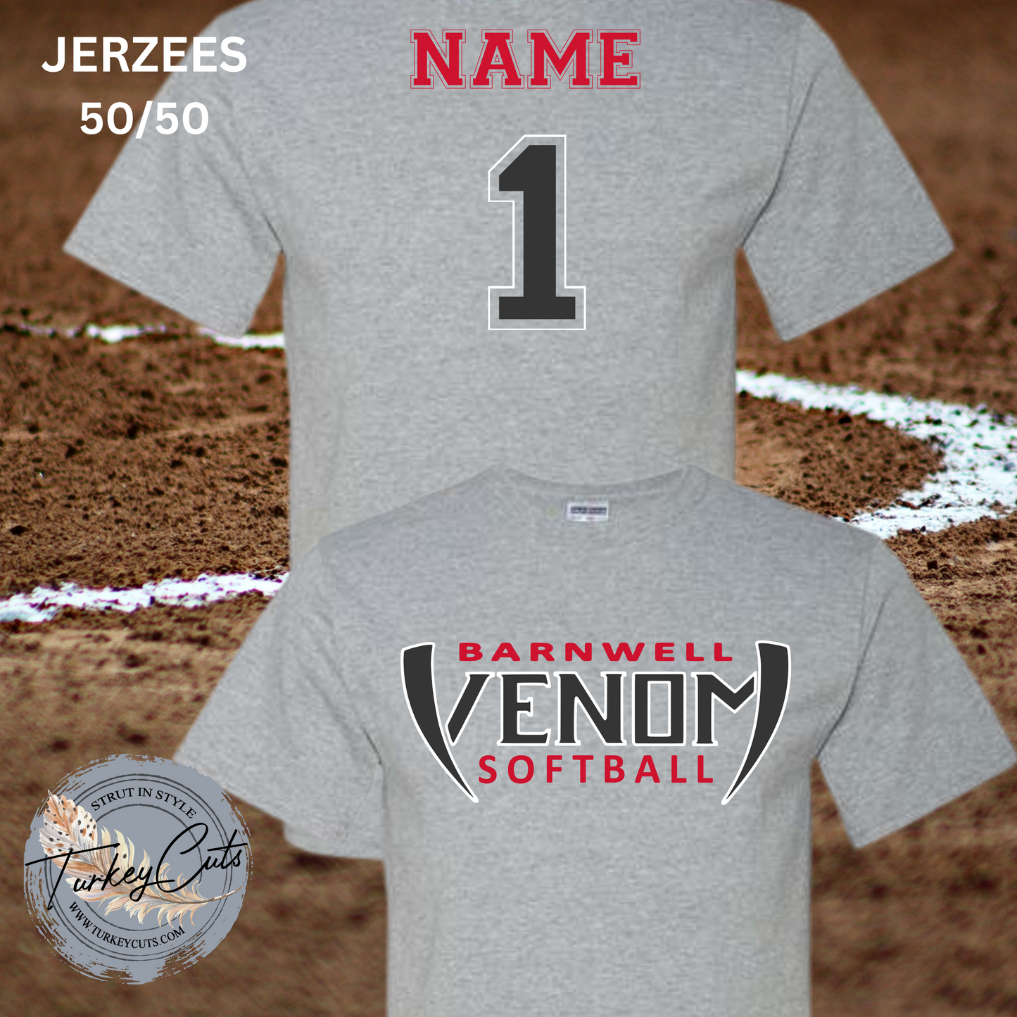 Barnwell Venom Softball Jerzees 50/50 SS Tee (w/ Name & Number on Back)