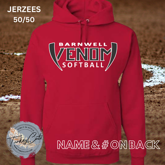 Barnwell Venom Softball Jerzees 50/50 Hoodie (w/ Name & Number on Back)