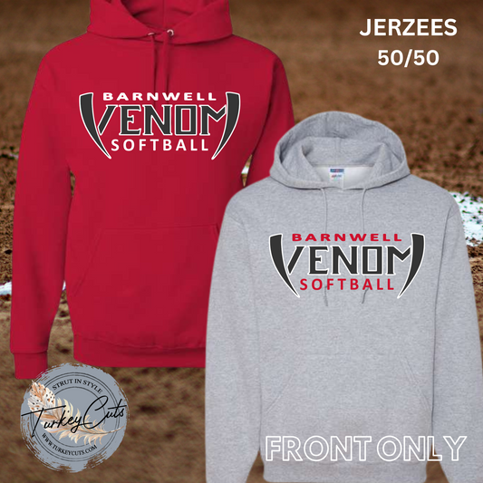 Barnwell Venom Softball Jerzees 50/50 Hoodie (Front Design ONLY)