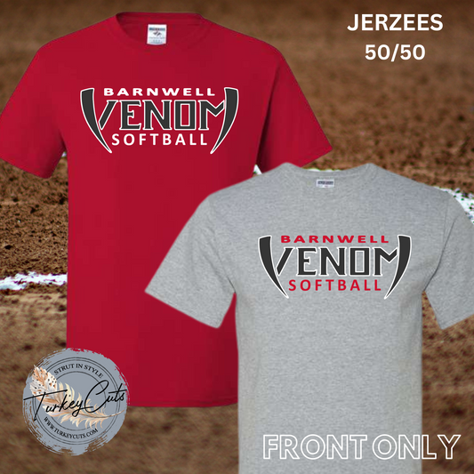 Barnwell Venom Softball Jerzees 50/50 SS Tee (Front Design ONLY)