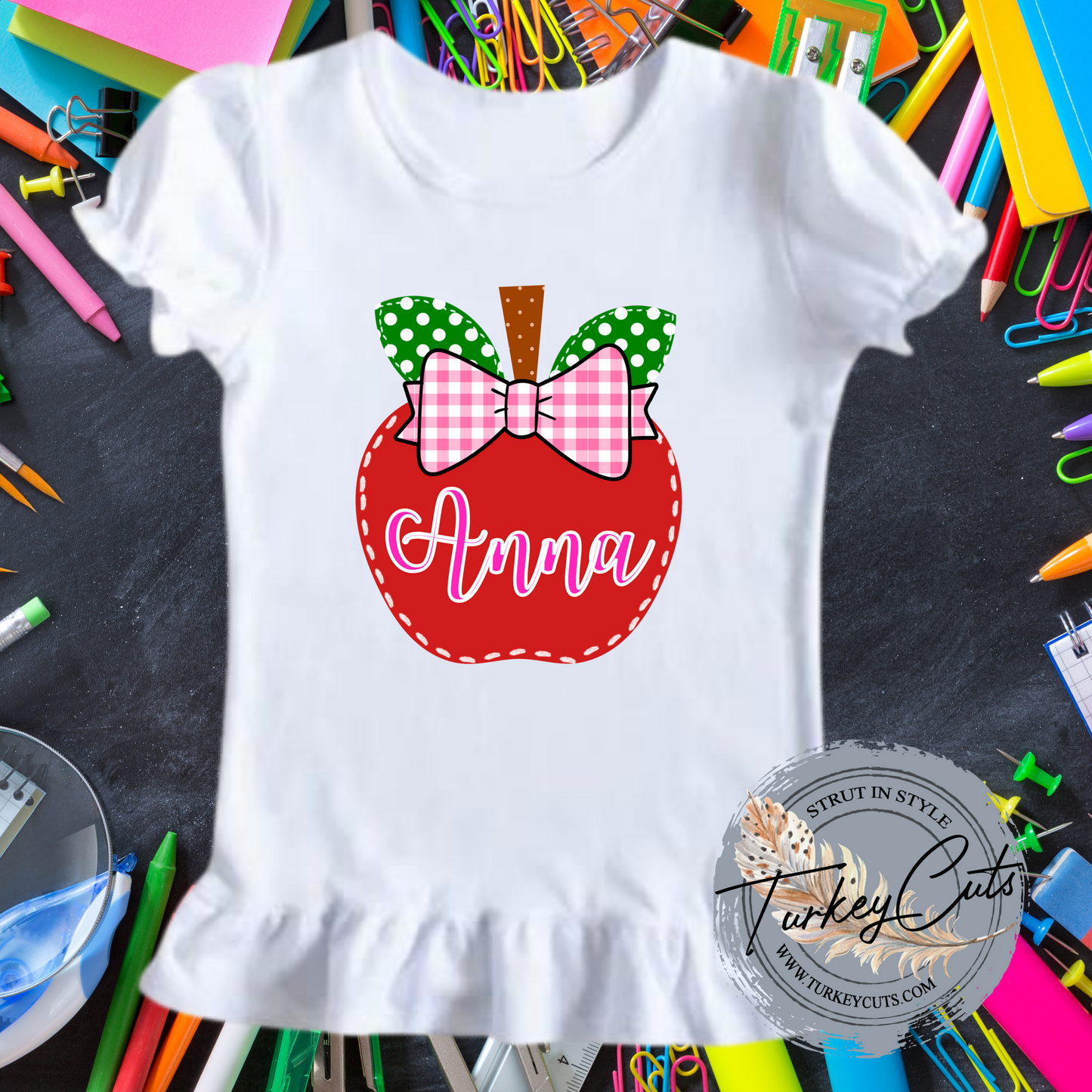 Back To School Personalized Apple Ruffle Shirt