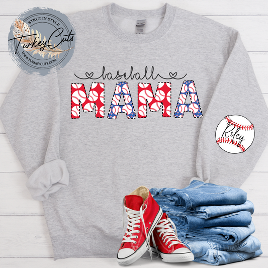 Baseball MAMA w/ Personalized Sleeve