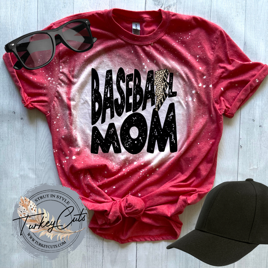 Baseball Mom Lightning Bolt Bleached Tee!!