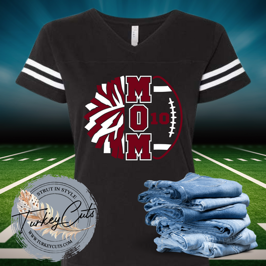 Cheer/Football Mom Football Jersey (Maroon & White)