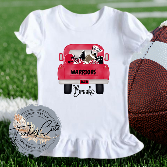 Go Team Warriors Ruffle Shirt (personalized w/ name)