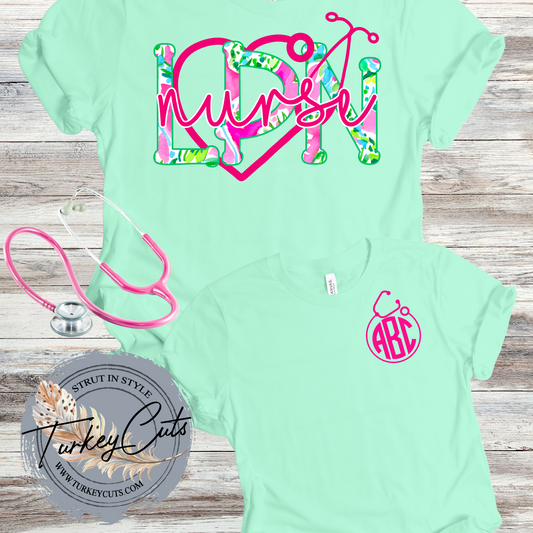 LPN Floral Monogrammed Tee!