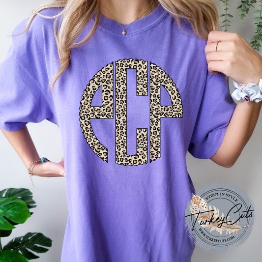 Leopard Monogram Comfort Color Tee