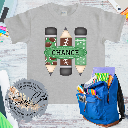 Football Pencil Trio Personalized
