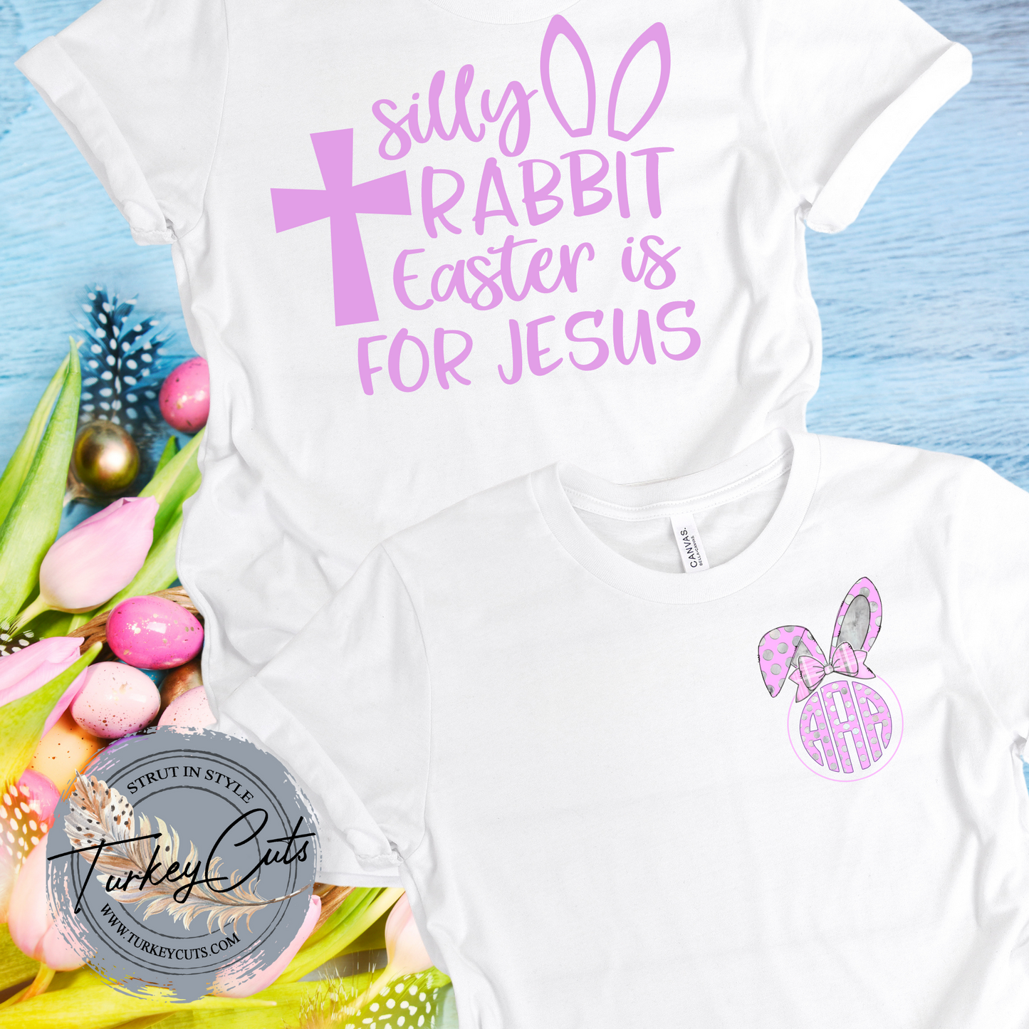 Silly Rabbit Easter Is For Jesus w/ front pocket Monogram - Youth