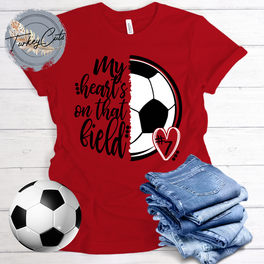Soccer My Heart Is On That Field (personalized with child's jersey number)
