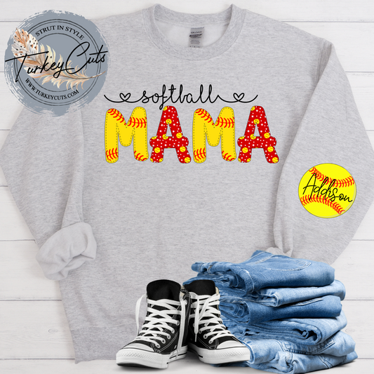 Softball MAMA w/ Personalized Sleeve