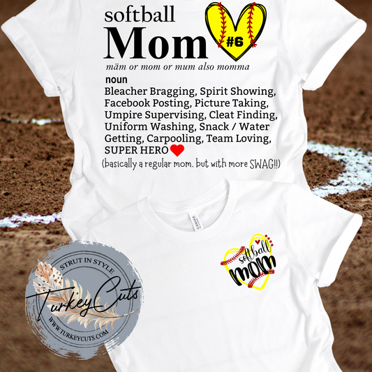 Softball Mom Definition (Personalized w/ Player Number)