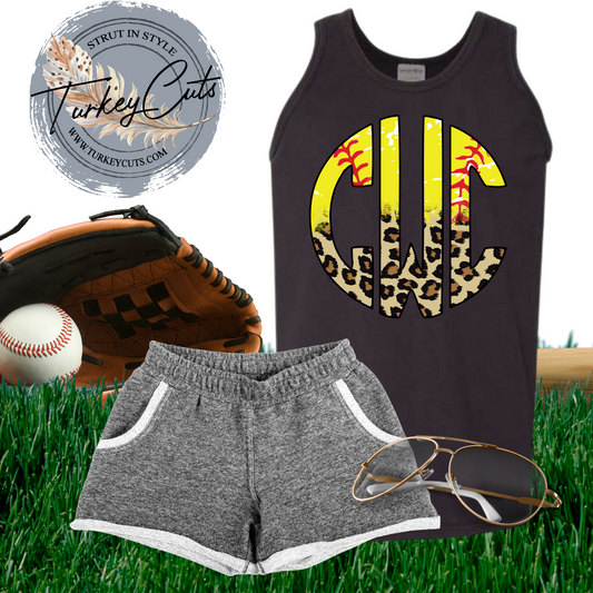 Softball Monogram Comfort Wash Tank!!