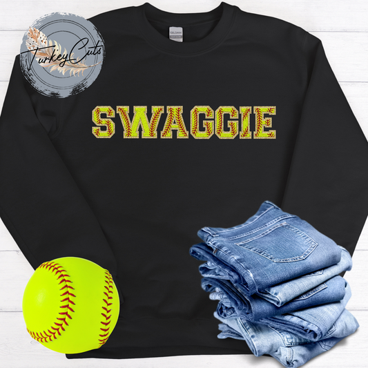 Softball Chenille (3D Effect) Alphabet Sweatshirt