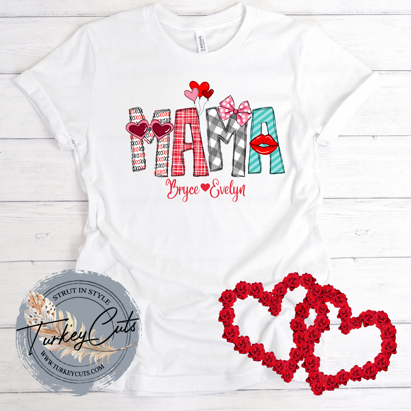 Valentine MAMA (can be changed to ANY title) (personalized w/ kid's names)